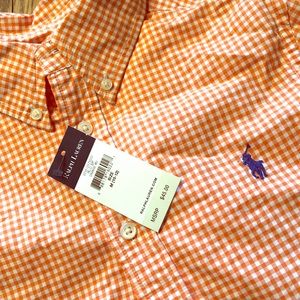 Buttoned down orange and white Ralph Lauren shirt